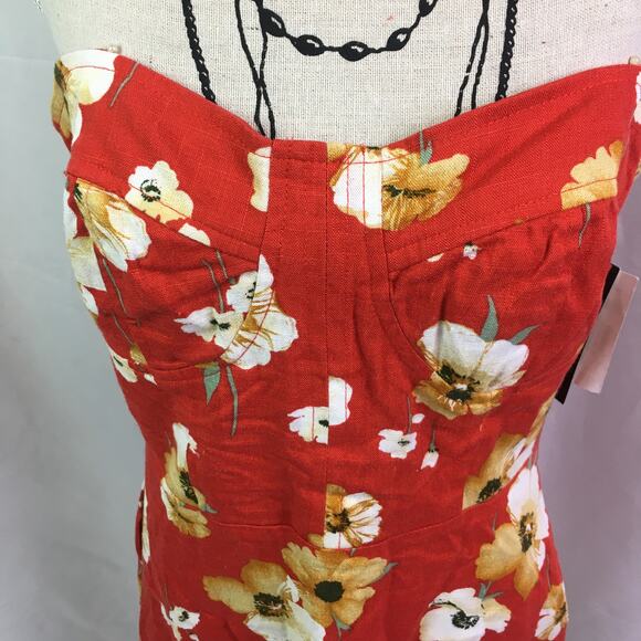 Speechless Floral Strapless Dress Red Orange Jrs S - Picture 3 of 16